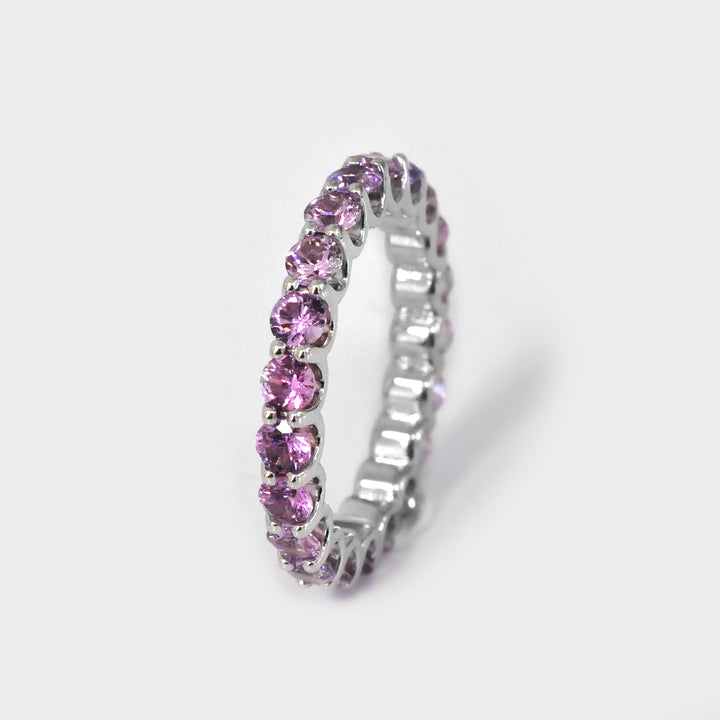 Pink Sapphire Eternity Band in 14K White Gold