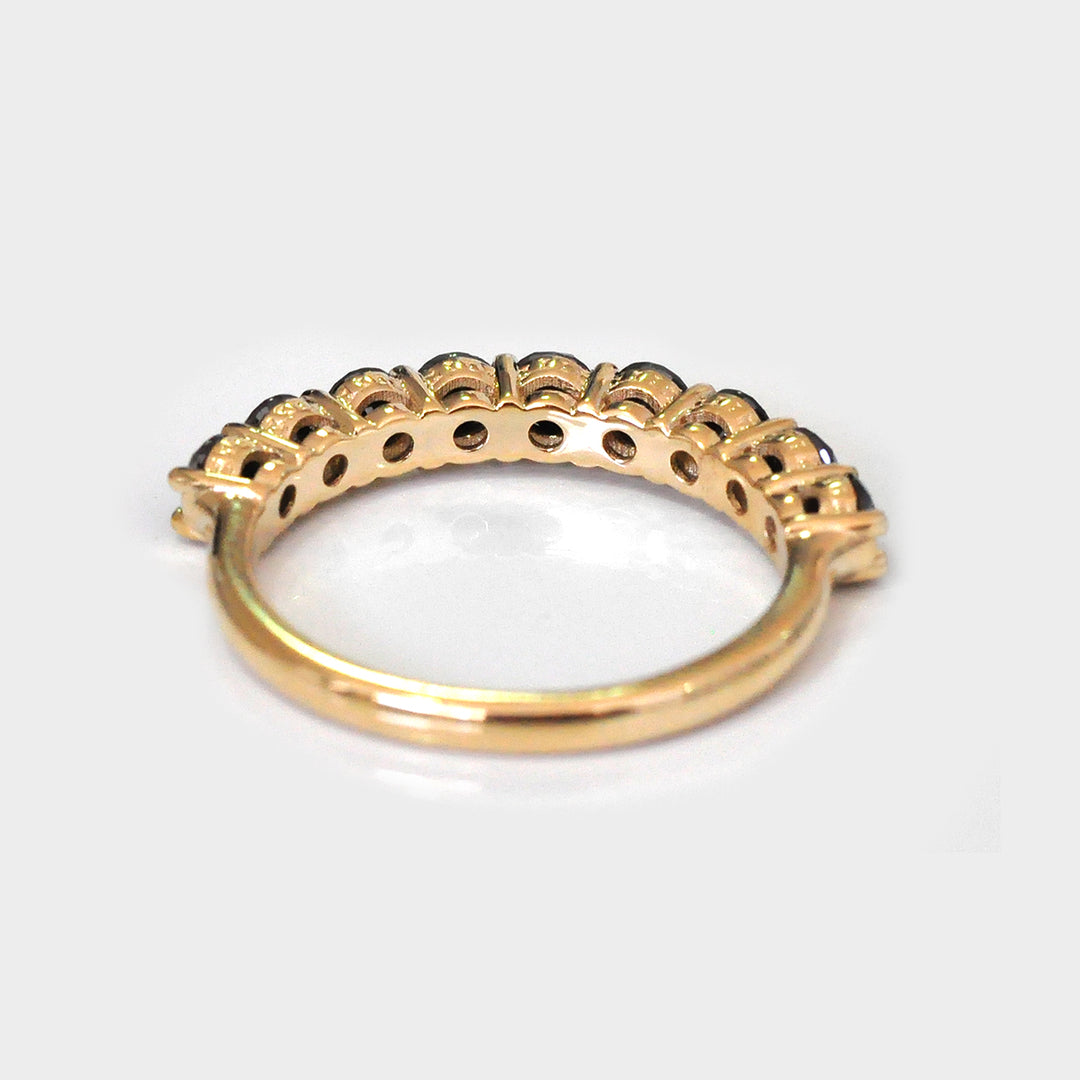 Nine Black Diamonds Ring in Yellow Gold