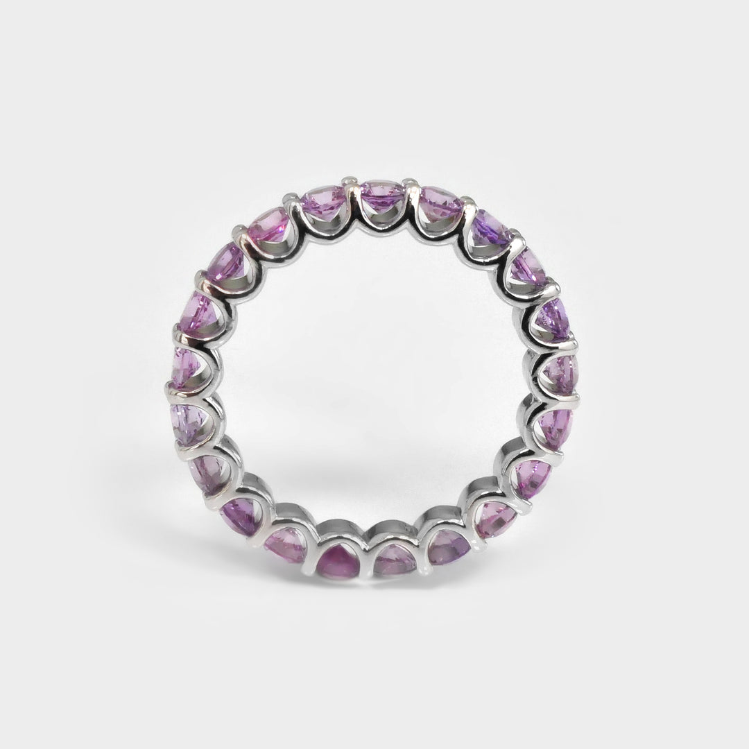 Pink Sapphire Eternity Band in 14K White Gold