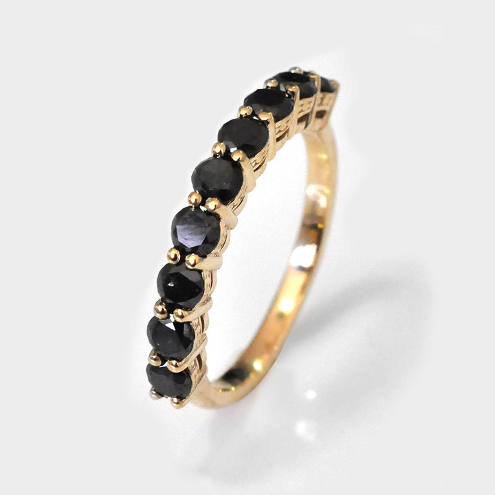 Nine Black Diamonds Ring in Yellow Gold