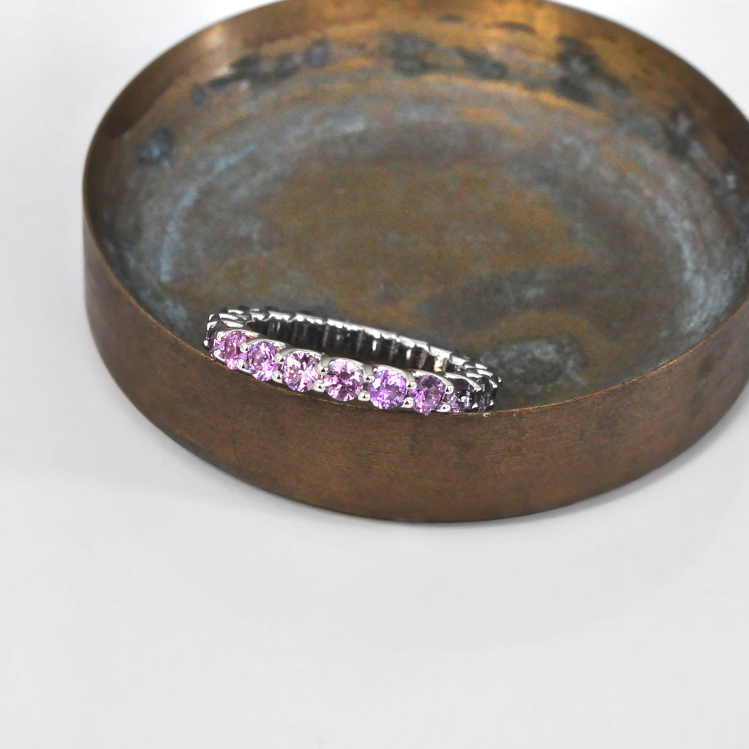 Pink Sapphire Eternity Band in 14K White Gold