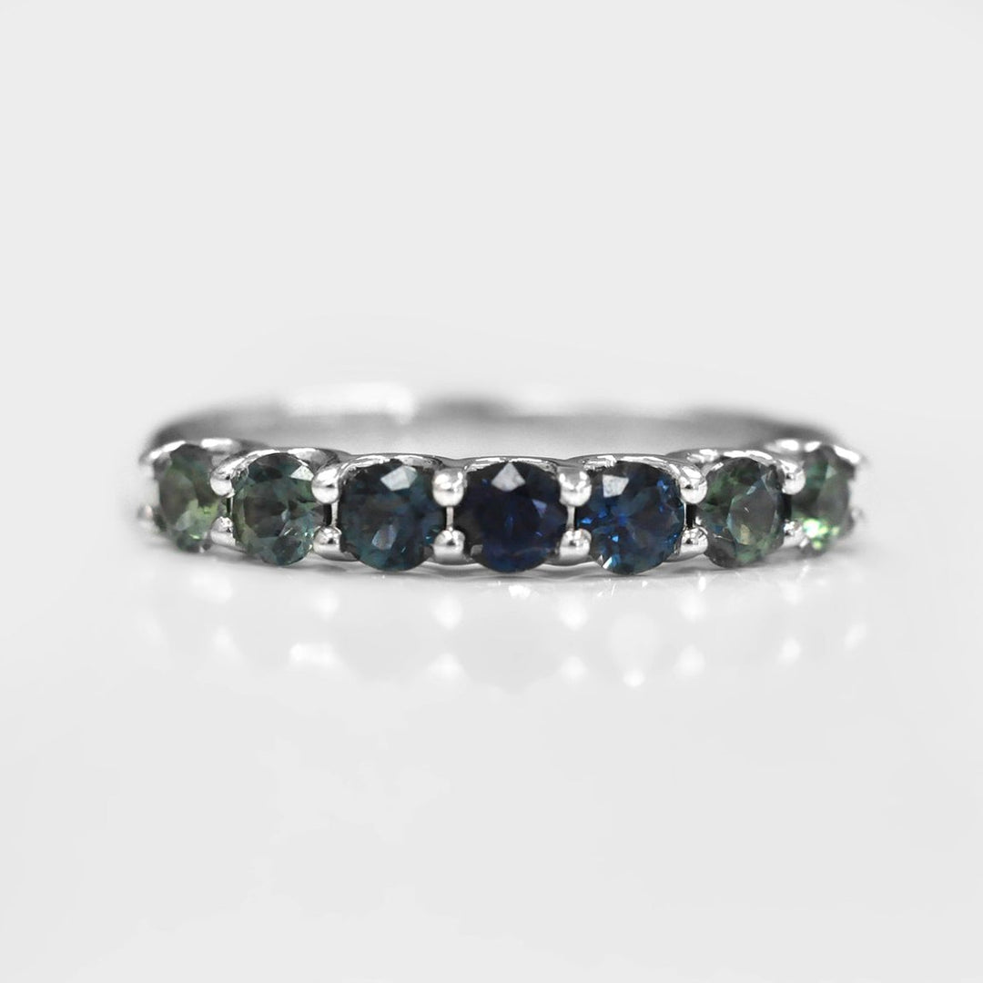 Teal &amp; Blue 7 Sapphires Statement Ring