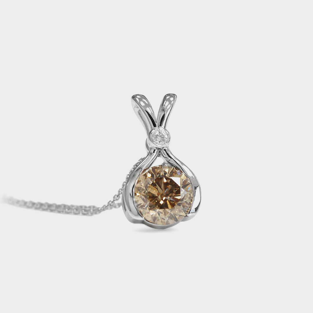 2 Carat Fancy Brown Diamond Pendant in White Gold