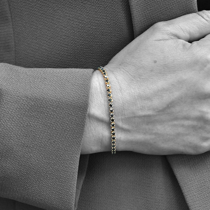 Yellow Gold Black Diamonds Tennis Bracelet