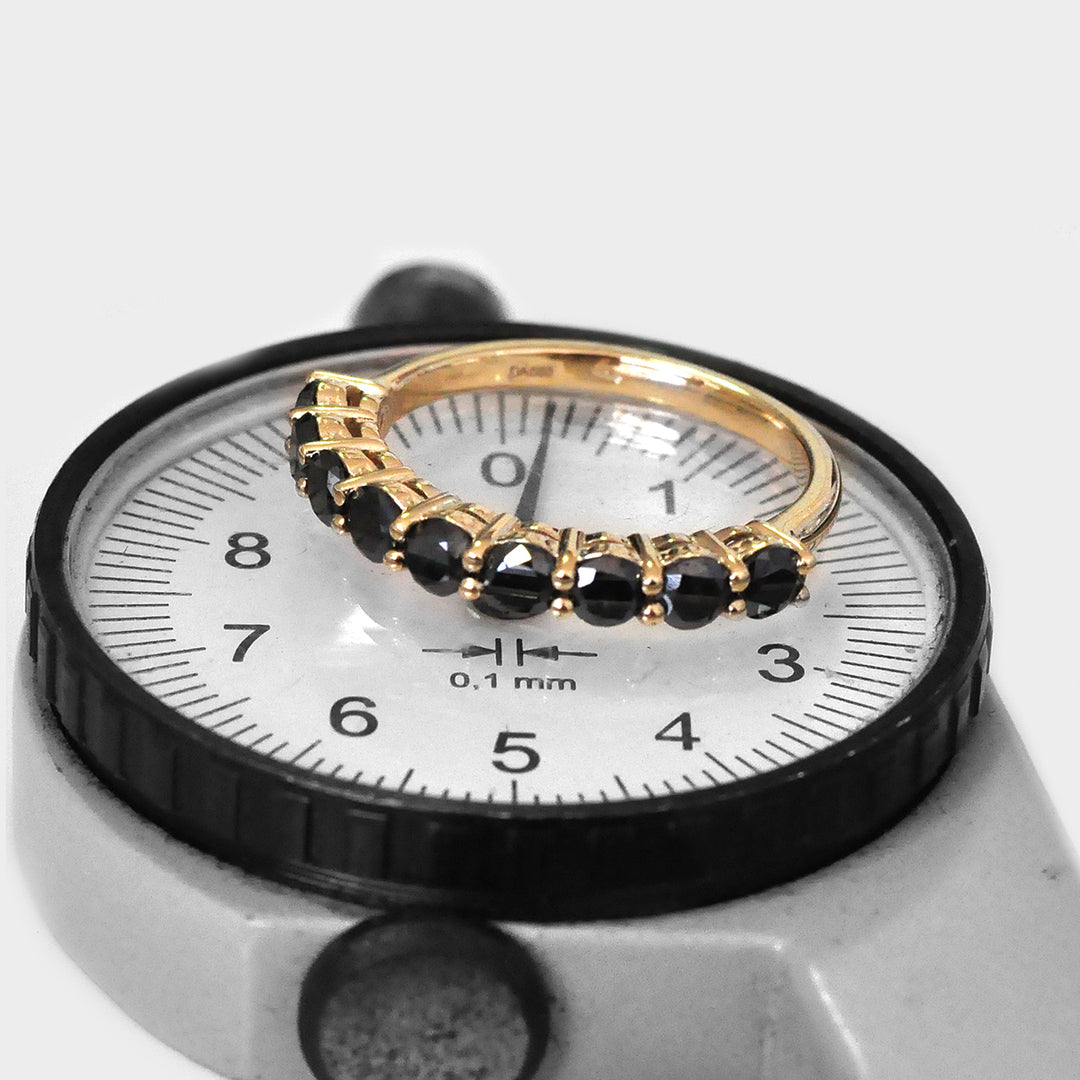 Nine Black Diamonds Ring in Yellow Gold