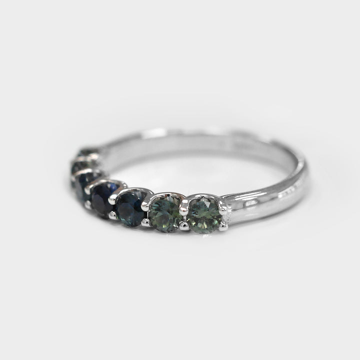 Teal &amp; Blue 7 Sapphires Statement Ring