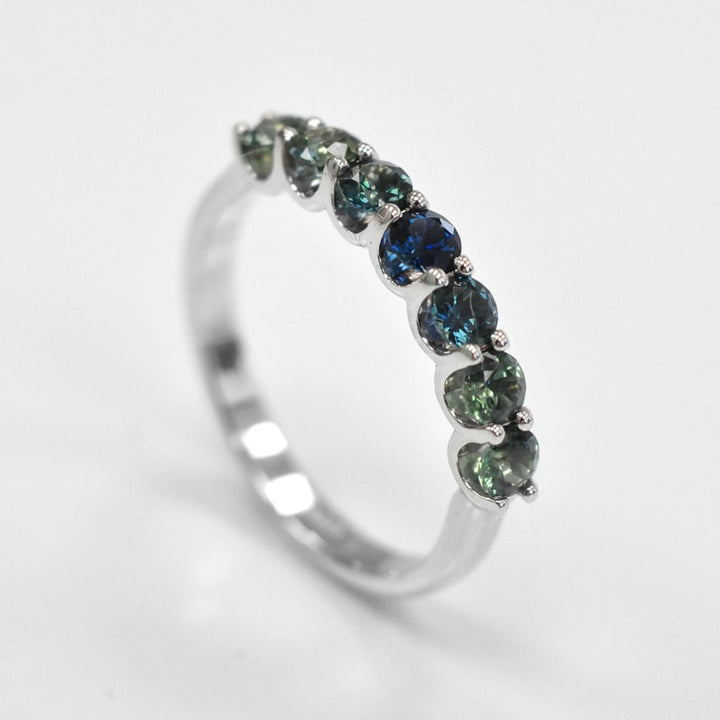 Teal &amp; Blue 7 Sapphires Statement Ring