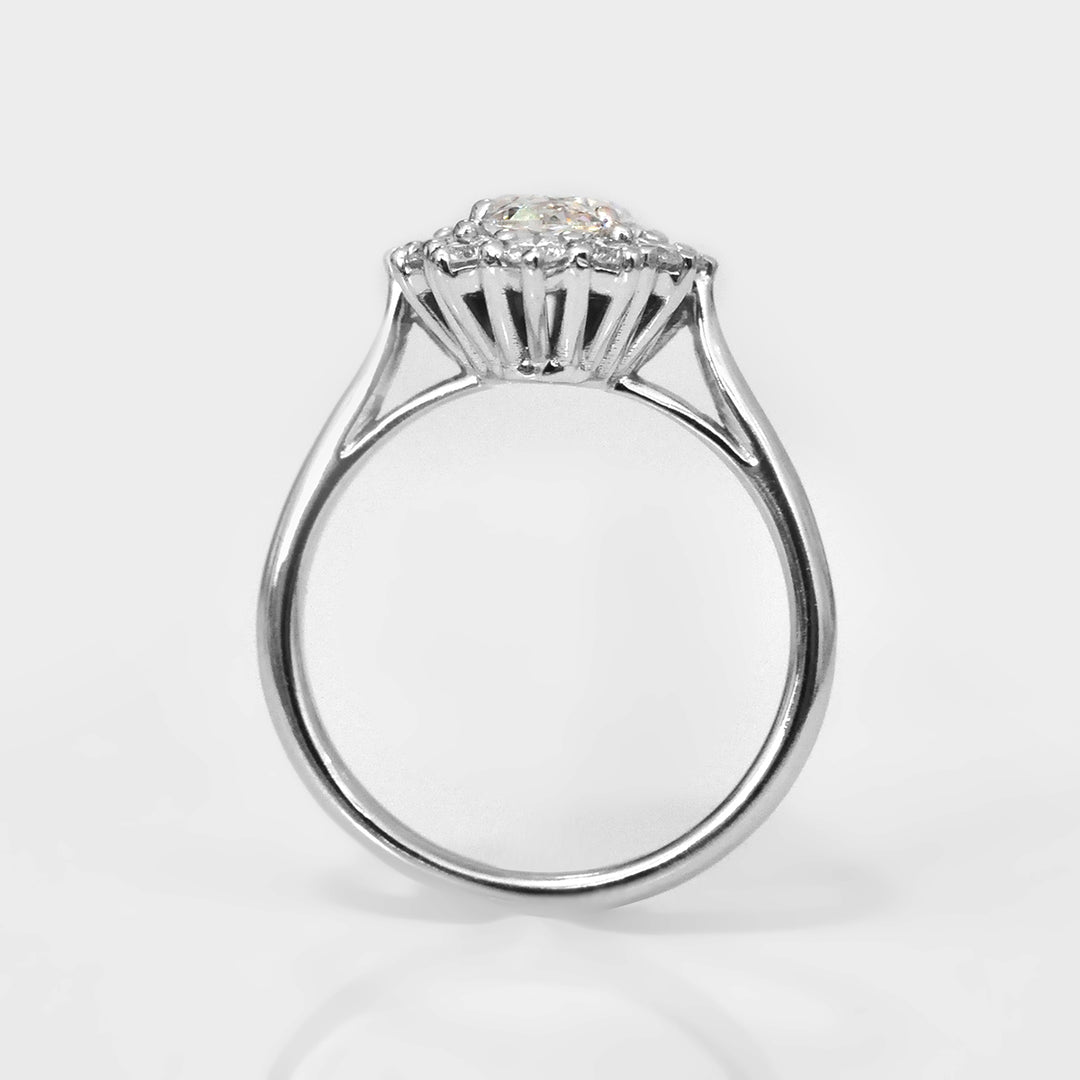 White gold Oval Diamond halo engagement ring