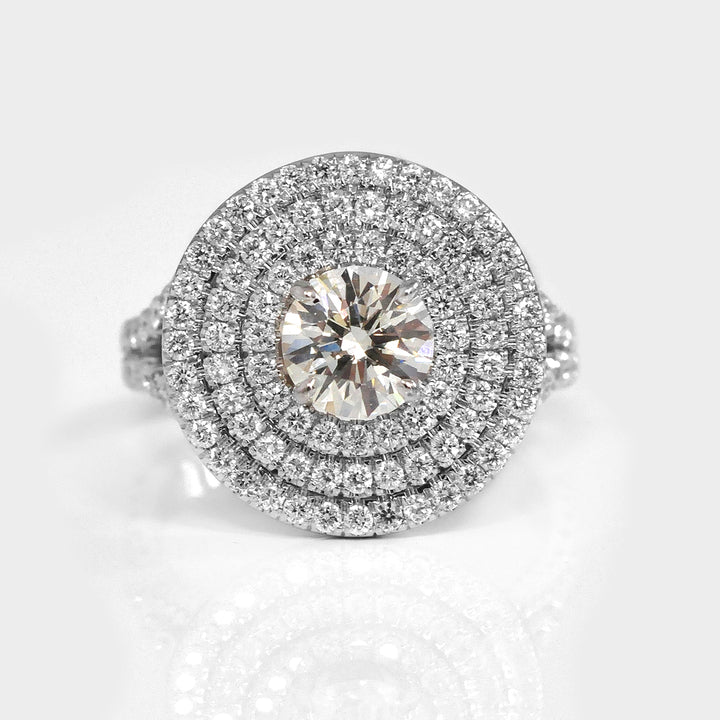 Split Shank Triple Halo Round Diamonds Ring