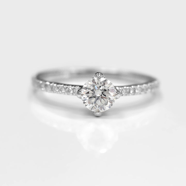 White Round Diamond Engagement Ring in White Gold