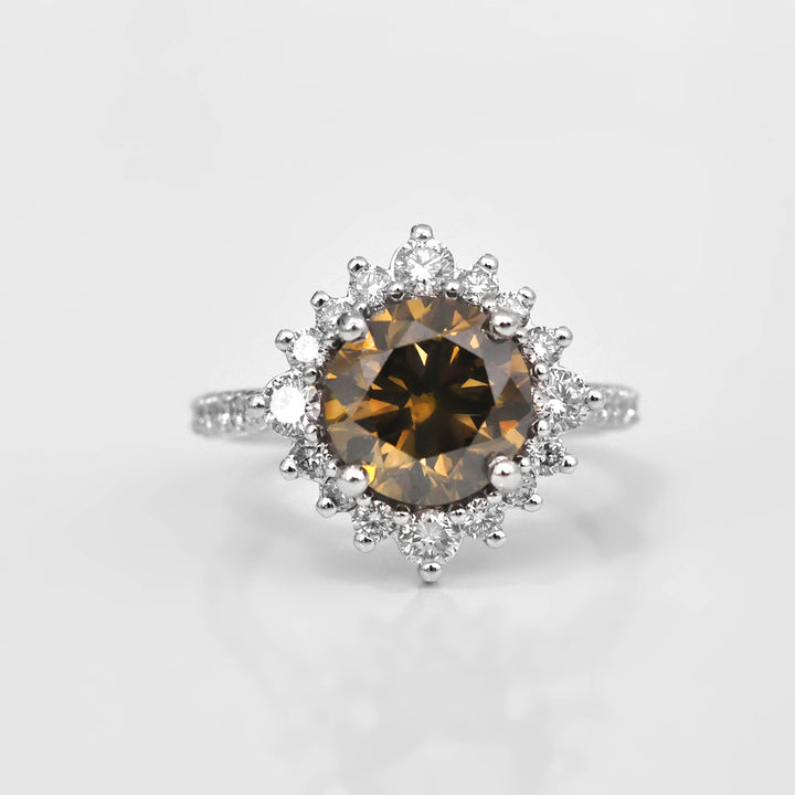 Magnificent Round Chocolate Diamond Engagement Ring