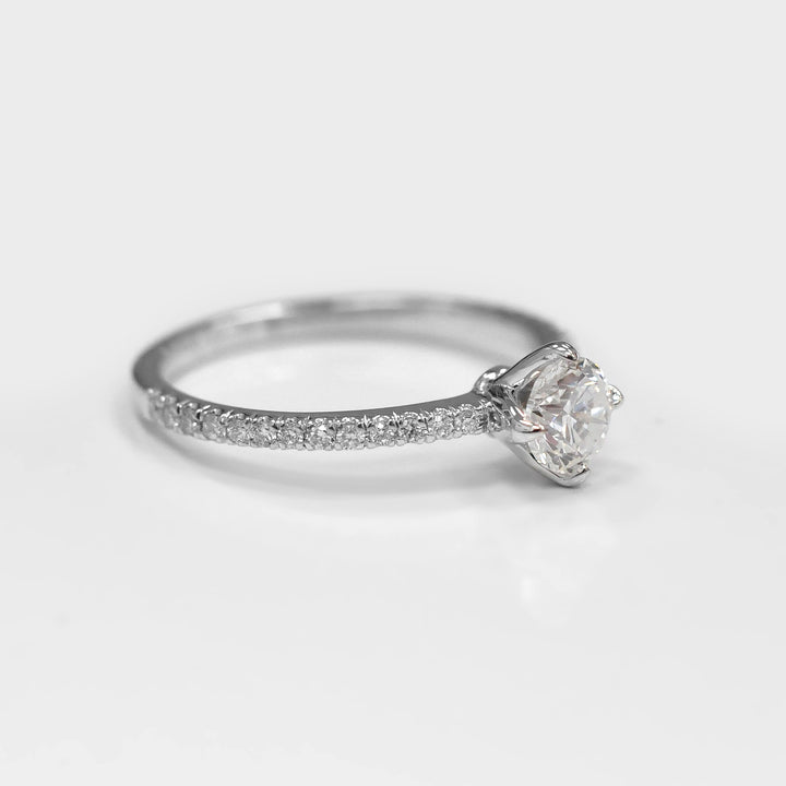 White Round Diamond Engagement Ring in White Gold