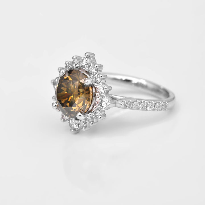 Magnificent Round Chocolate Diamond Engagement Ring