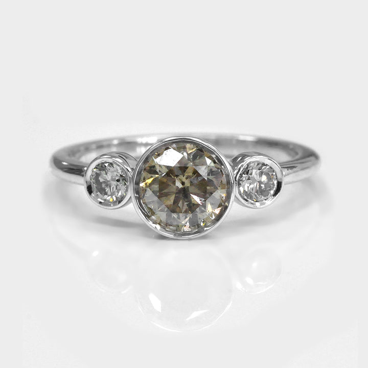 Three Stones Engagement Round Diamond Ring