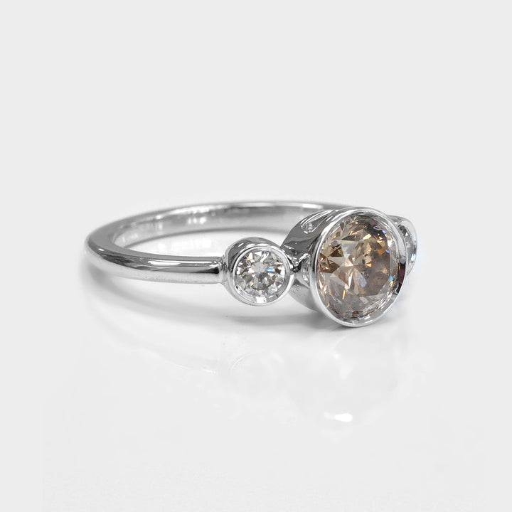 Three Stones Engagement Round Diamond Ring