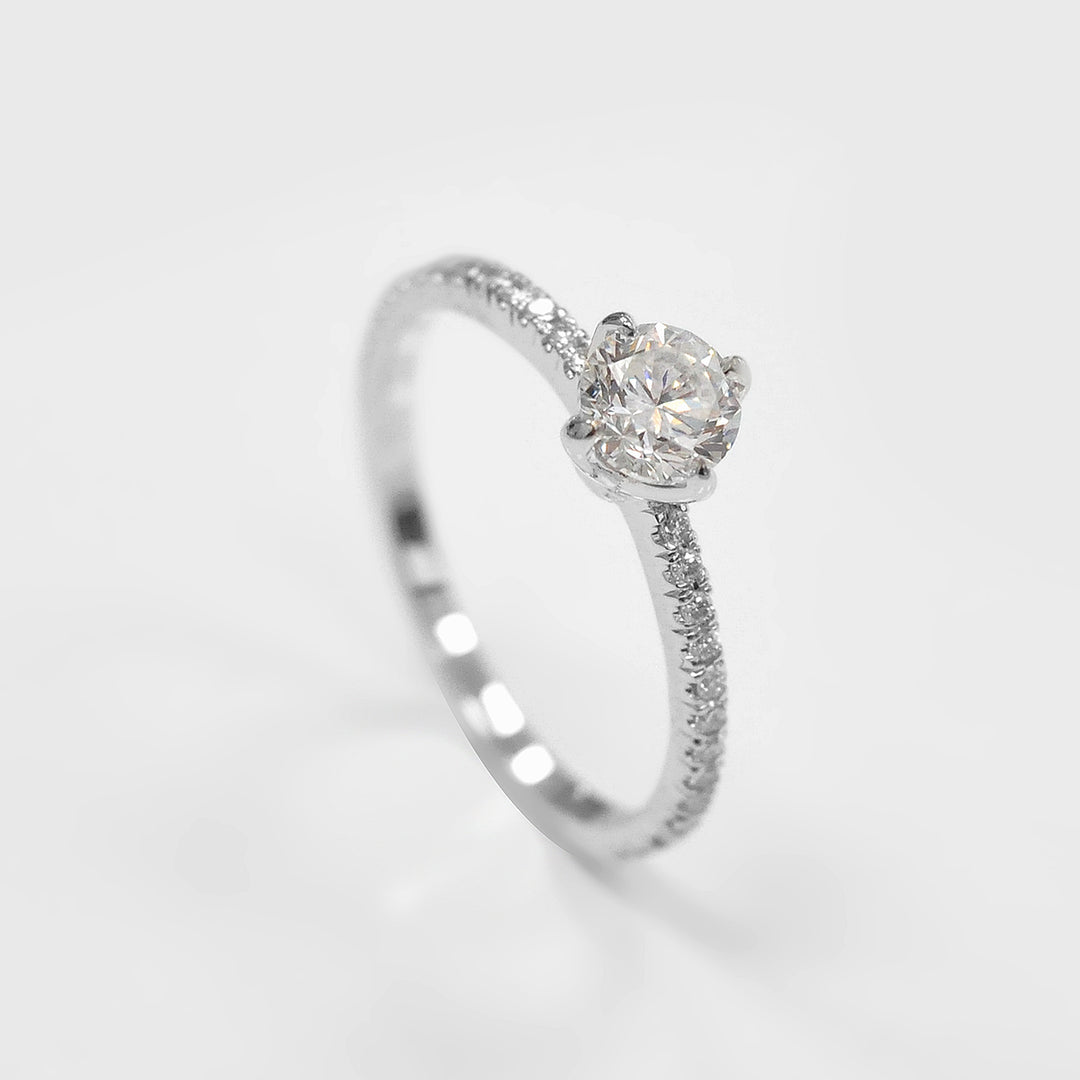 White Round Diamond Engagement Ring in White Gold