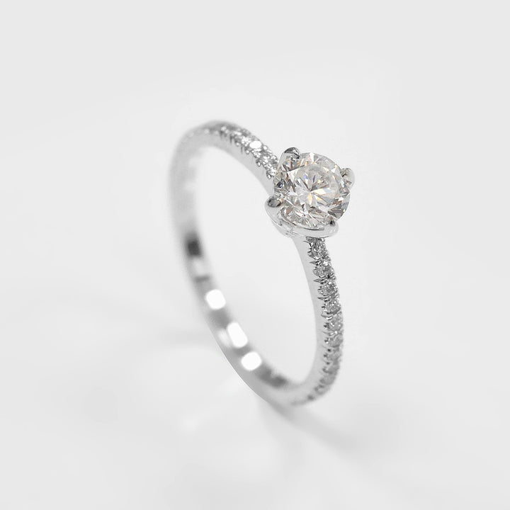 White Round Diamond Engagement Ring in White Gold