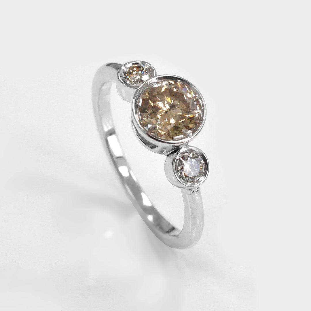 Three Stones Engagement Round Diamond Ring