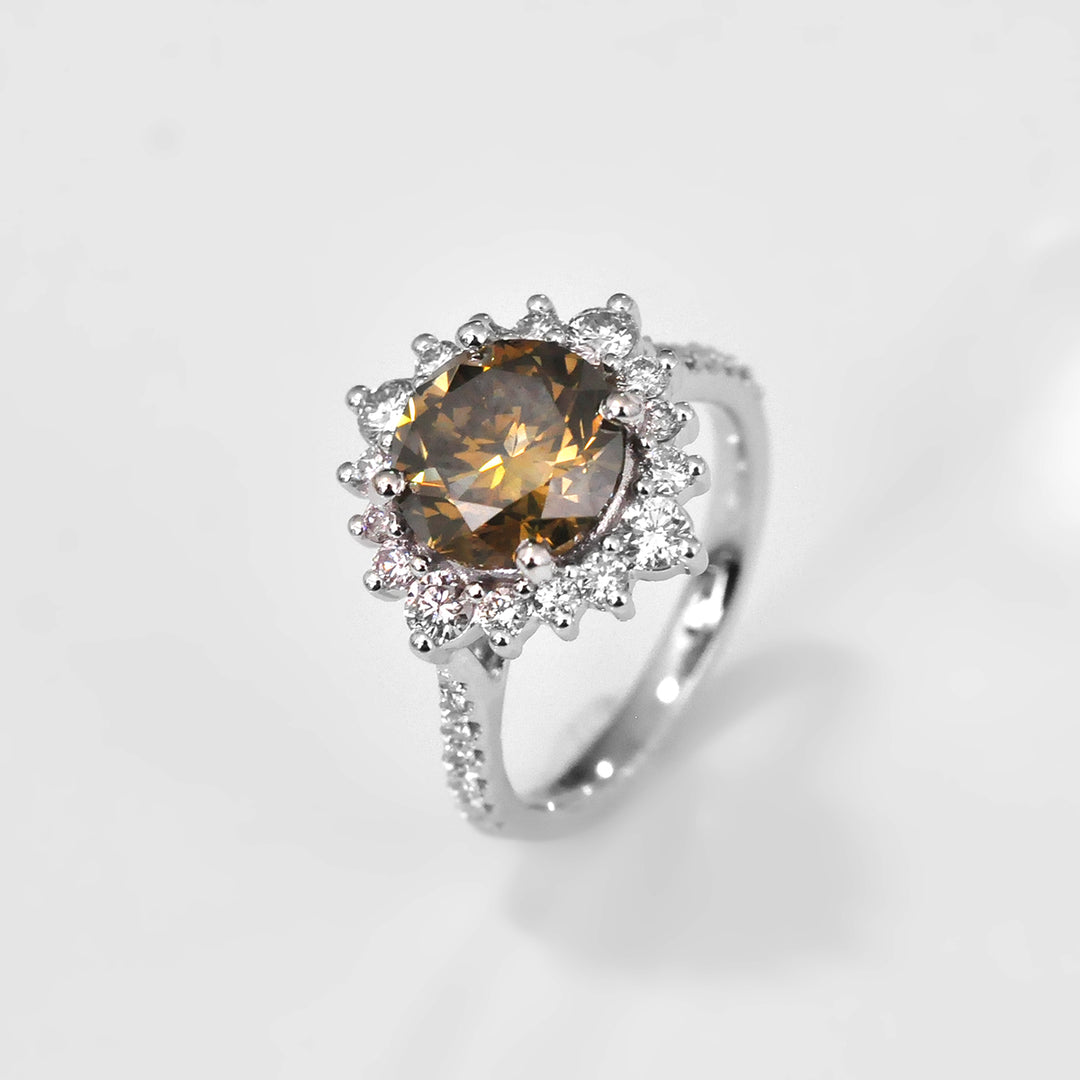 Magnificent Round Chocolate Diamond Engagement Ring