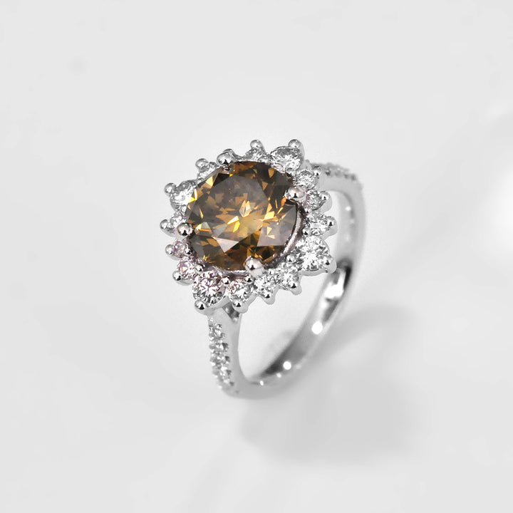 Magnificent Round Chocolate Diamond Engagement Ring