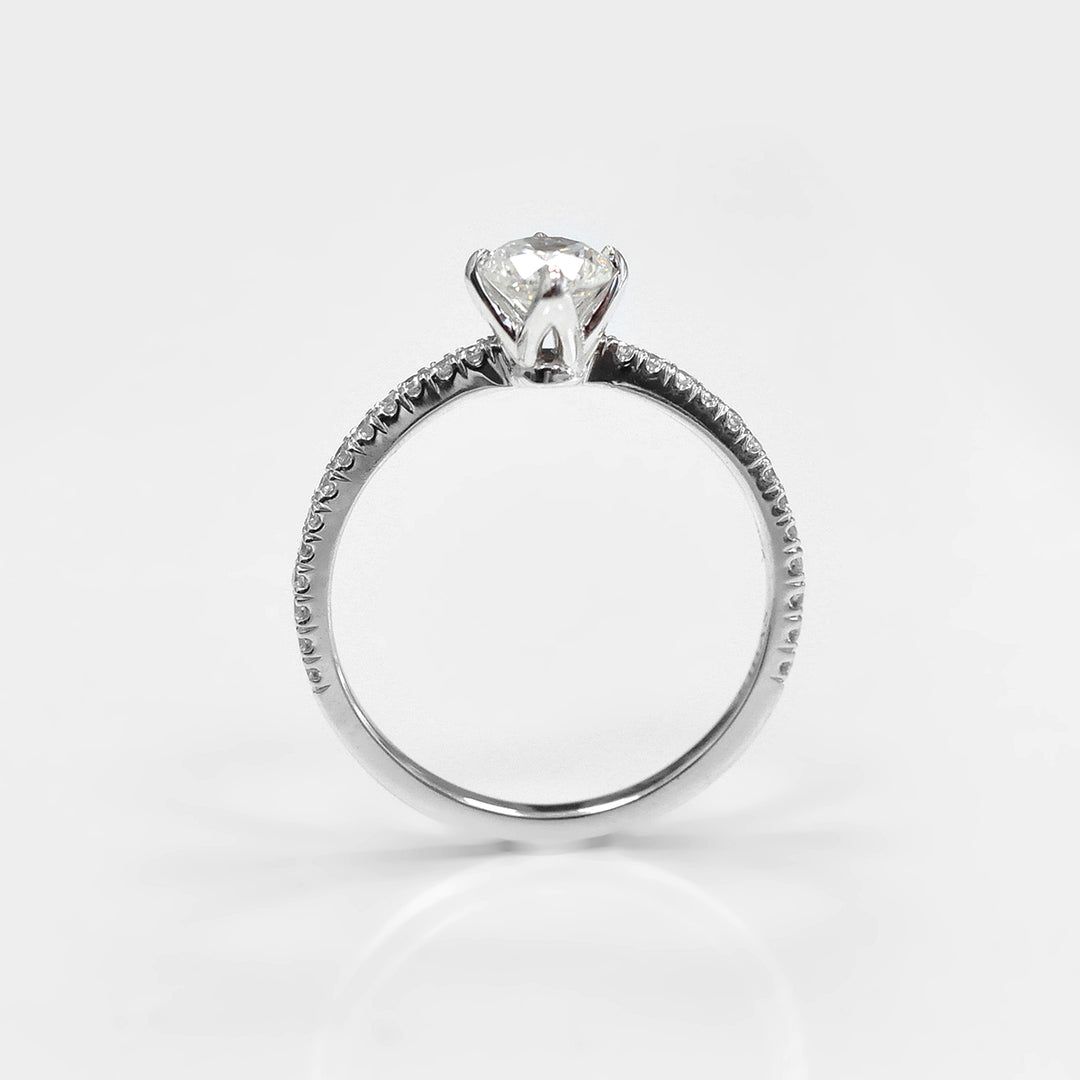 White Round Diamond Engagement Ring in White Gold