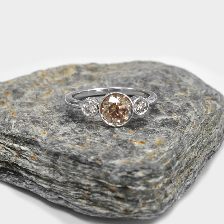 Three Stones Engagement Round Diamond Ring