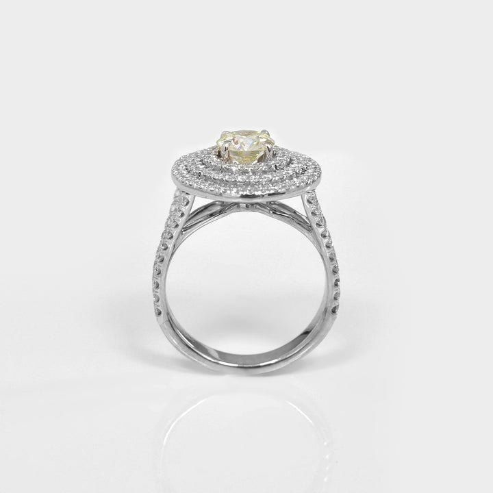 Split Shank Triple Halo Round Diamonds Ring