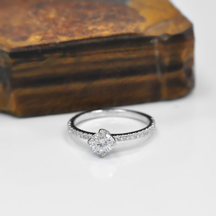 White Round Diamond Engagement Ring in White Gold