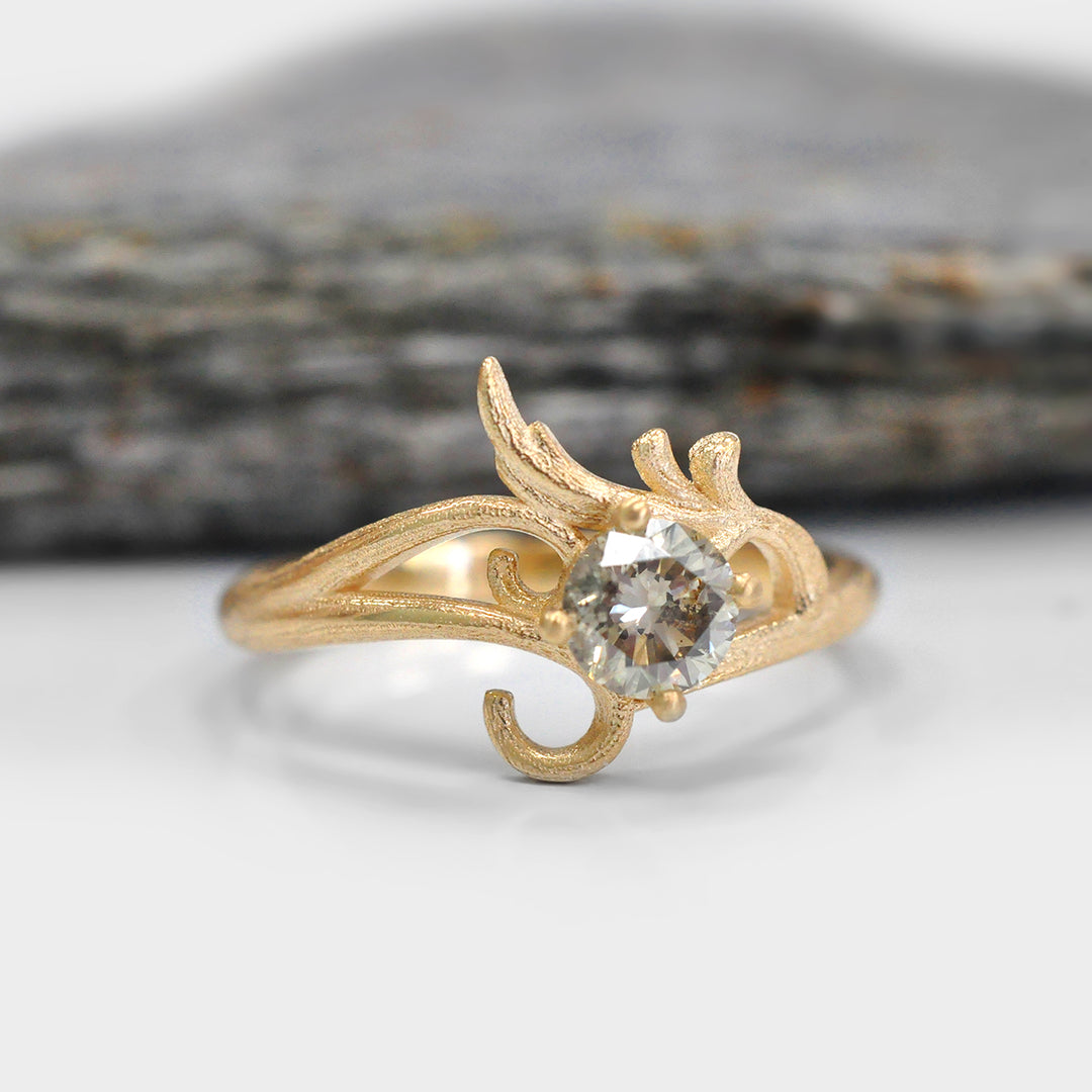 Solitaire Round Diamond Ring in Yellow Gold