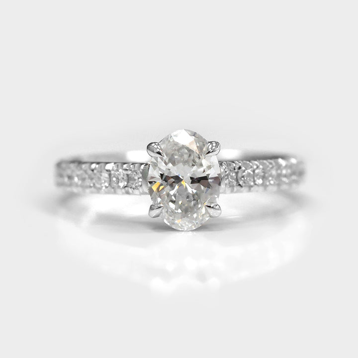 Oval Cut Diamond Engagement Ring in 14k White Gold