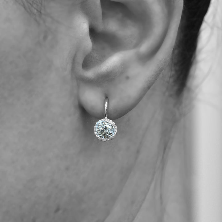 White gold Hanging  halo diamonds Earrings.