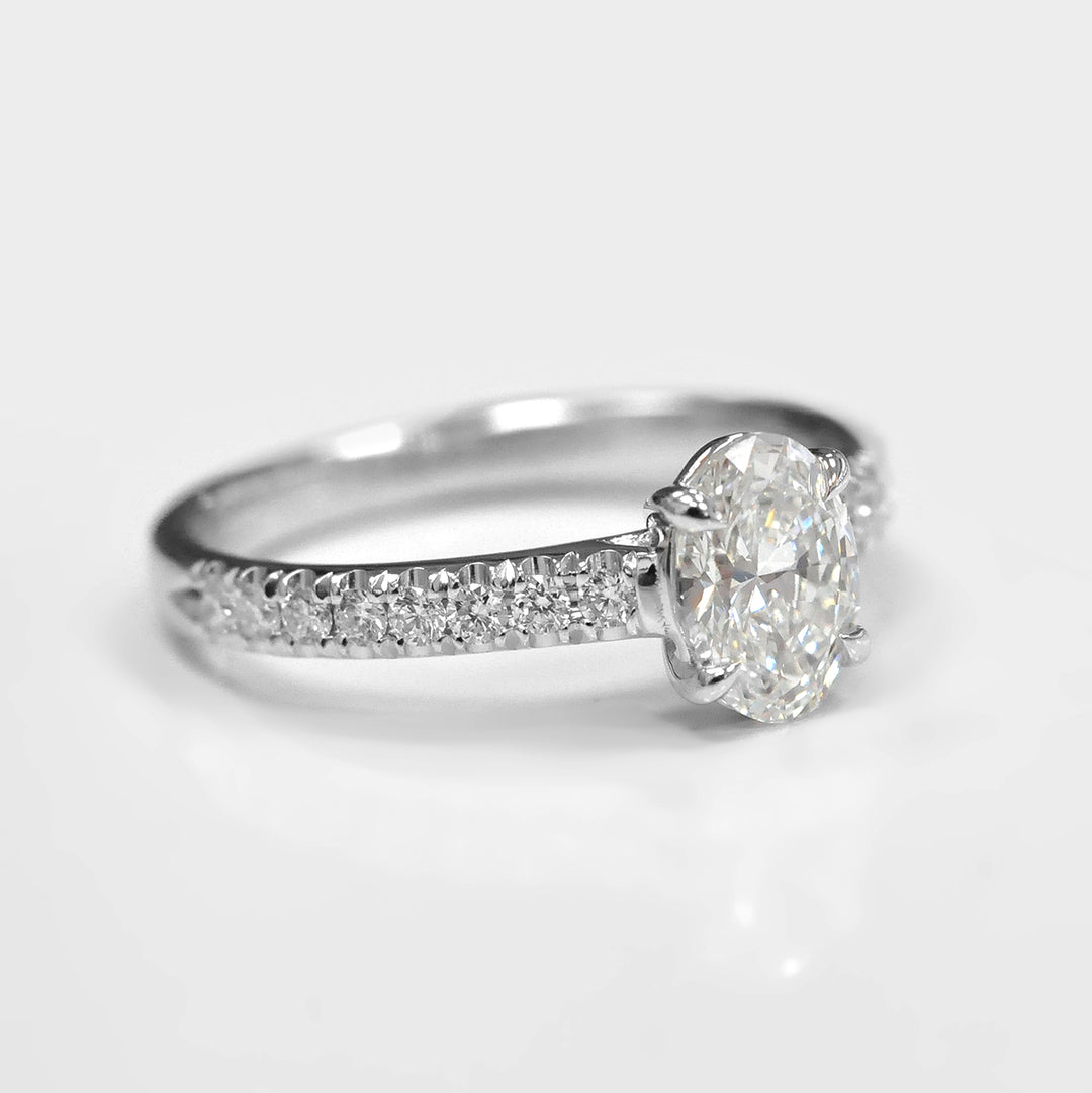 Oval Cut Diamond Engagement Ring in 14k White Gold