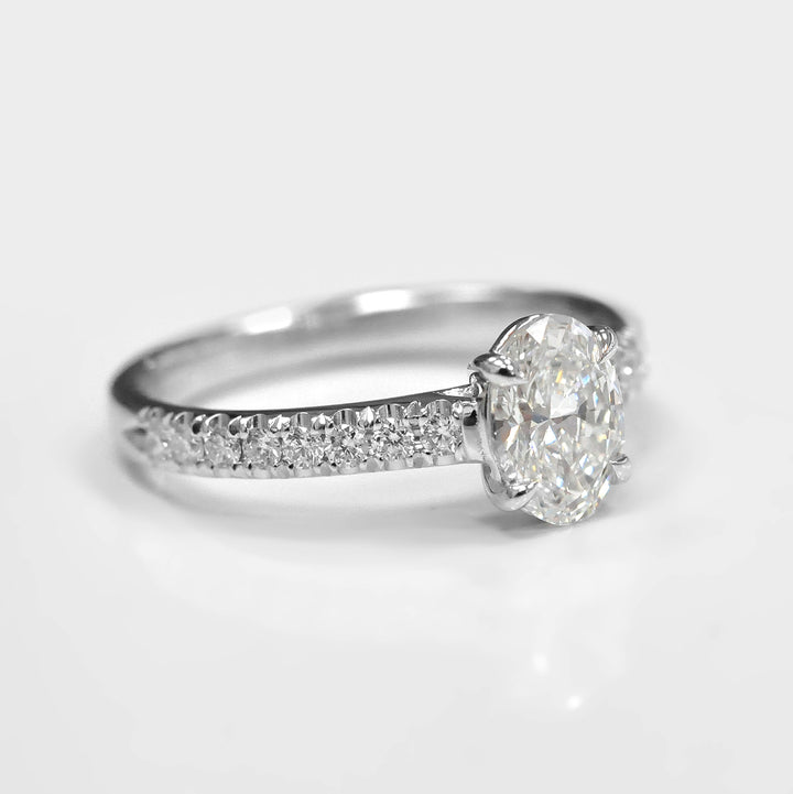 Oval Cut Diamond Engagement Ring in 14k White Gold