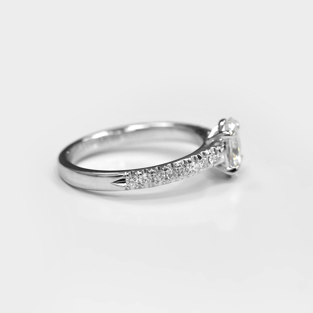 Oval Cut Diamond Engagement Ring in 14k White Gold