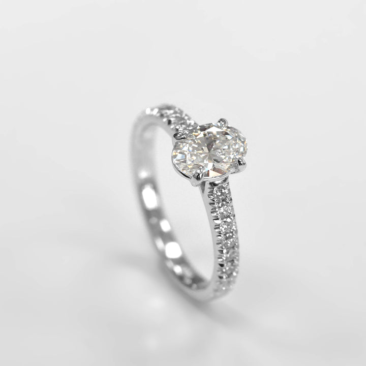 Oval Cut Diamond Engagement Ring in 14k White Gold