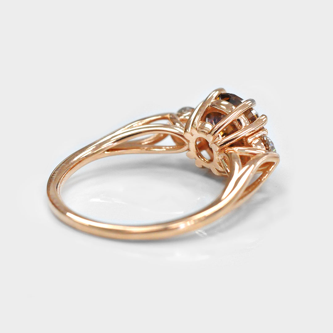 Three Stones Engagement Diamond Ring in Rose Gold