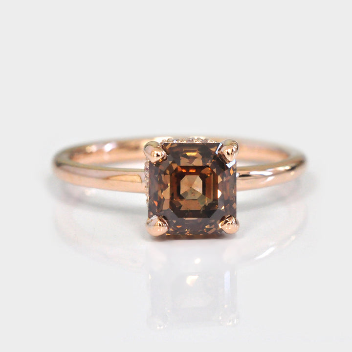 2 carat Radiant Cut Brown Diamond Ring