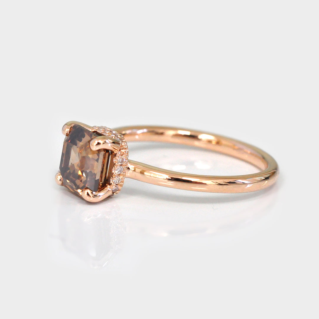 2 carat Radiant Cut Brown Diamond Ring