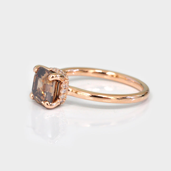 2 carat Radiant Cut Brown Diamond Ring