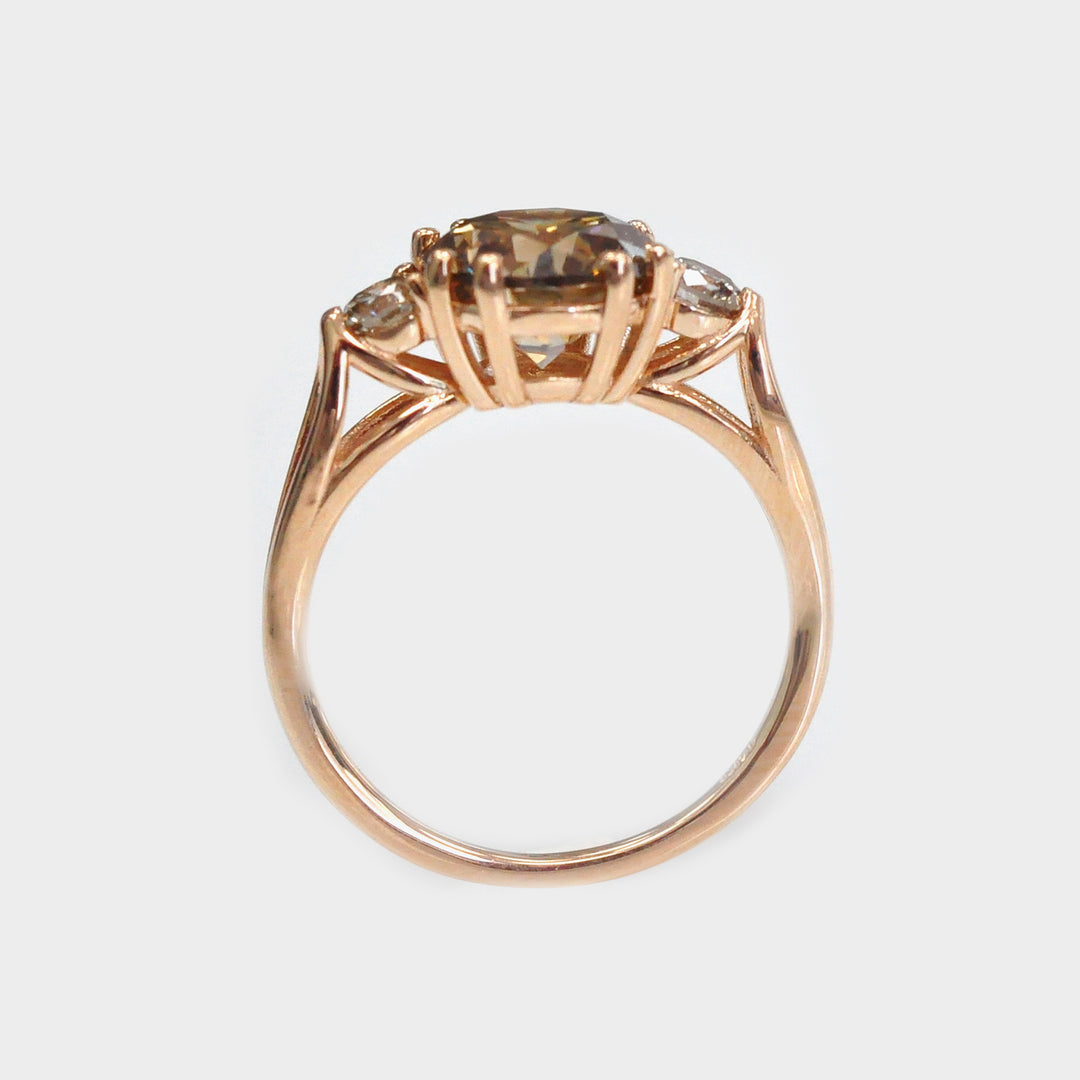Three Stones Engagement Diamond Ring in Rose Gold