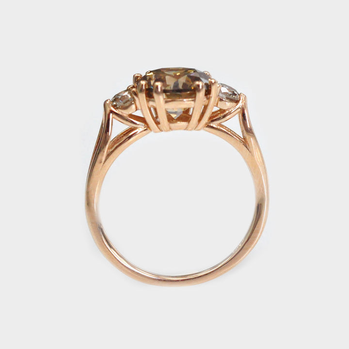 Three Stones Engagement Diamond Ring in Rose Gold