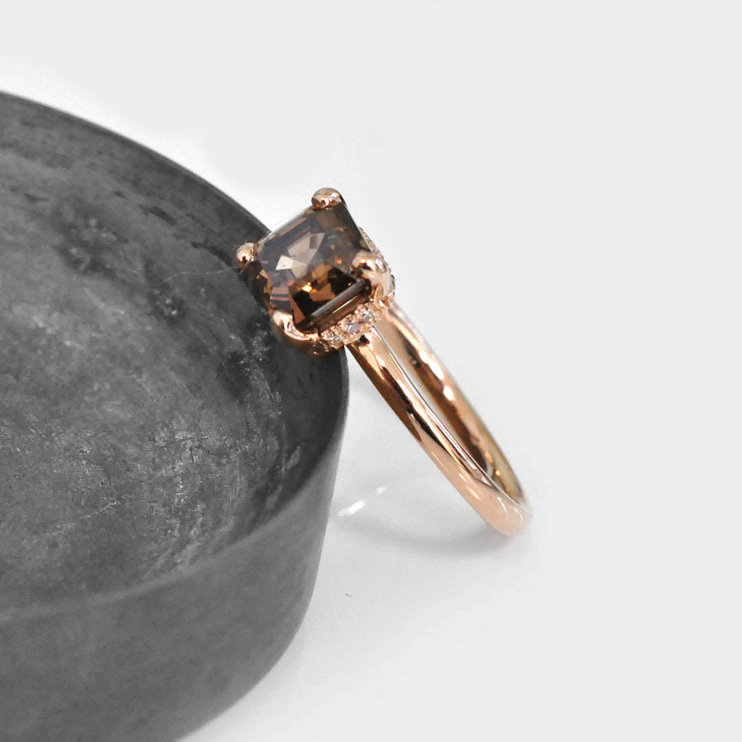 2 carat Radiant Cut Brown Diamond Ring