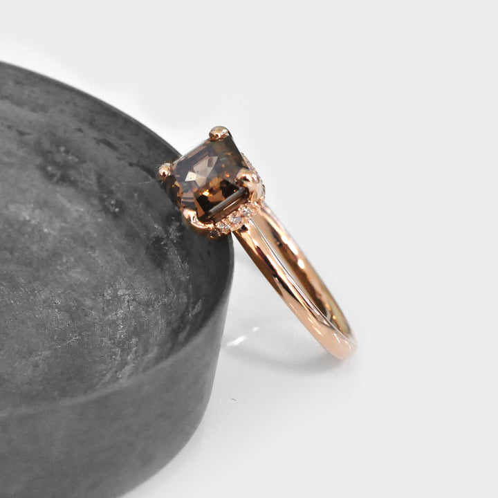2 carat Radiant Cut Brown Diamond Ring