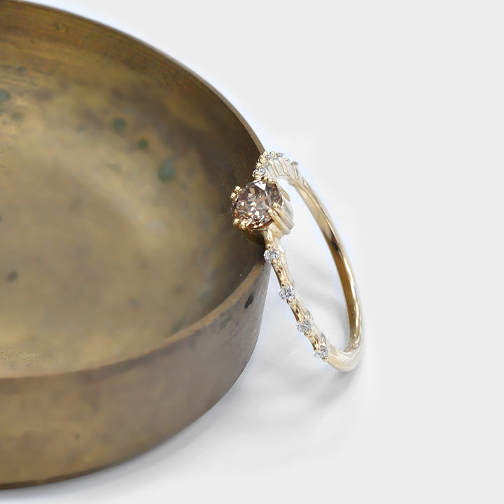 Delicate Diamond Ring and Side Diamonds