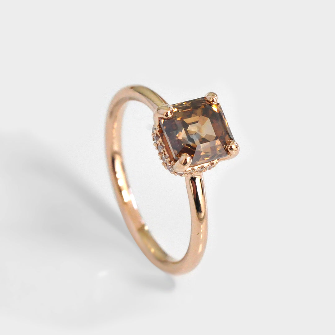 2 carat Radiant Cut Brown Diamond Ring