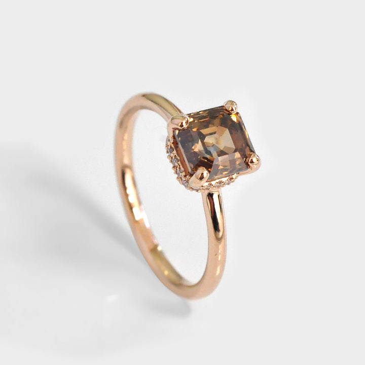 2 carat Radiant Cut Brown Diamond Ring