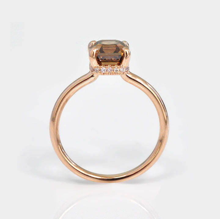 2 carat Radiant Cut Brown Diamond Ring