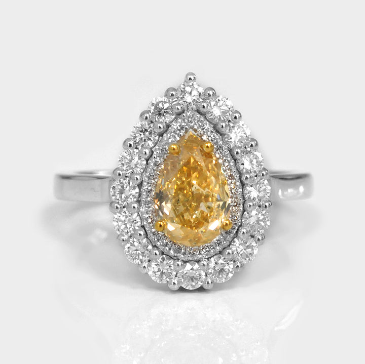 Fancy Yellow Pear Shape Diamond Engagement Ring