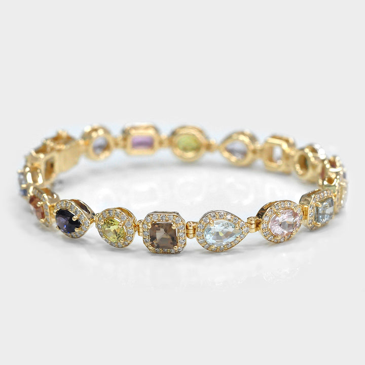Mix Shape Sapphire and Diamonds Bracelet in Yellow Gold