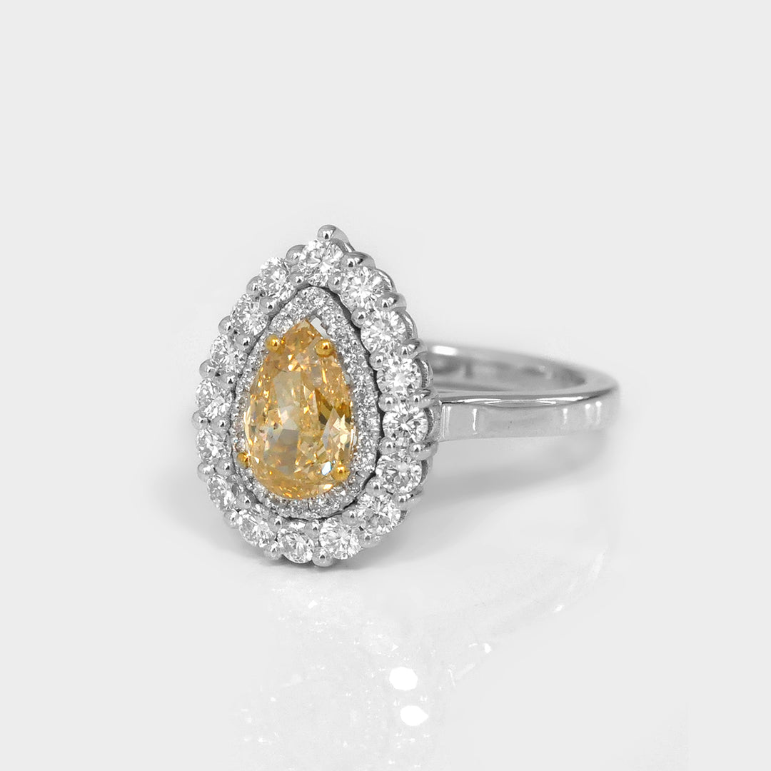 Fancy Yellow Pear Shape Diamond Engagement Ring